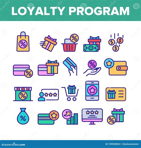 Loyalty Program Bonus Color Icons Set Vector Stock Vector