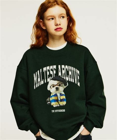 MUSINSA WAI KEI Preppy Maltese Sweatshirt Green