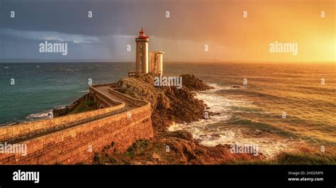 Lighthouse Petit minou in colorful sunset Stock Photo - Alamy