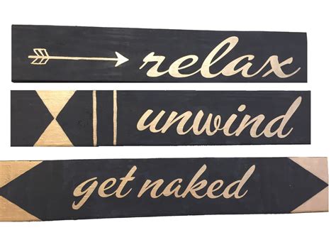 Bathroom Signs Get Naked Unwind Relax Bedroom Signs Etsy Black And