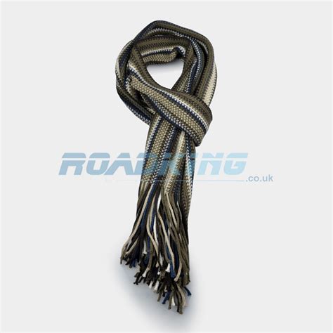 Mens Striped Scarf Brown White Beige And Blue Uk