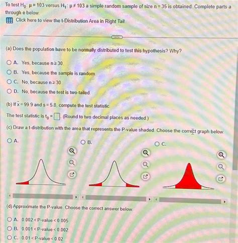 Solved To test H0 μ 103 versus H1 μ 103 a simple random Chegg