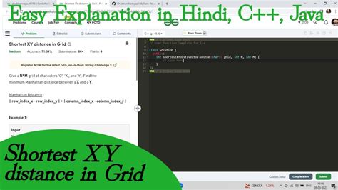 Shortest XY Distance In Grid GFG POTD Hindi C Java BFS