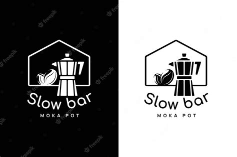 Logo Moka Pot Cafeteria Custom Drink Store Barra Lenta Vector Premium