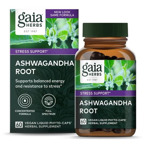 Gaia Herbs Ashwagandha Root 60 Vegan Liquid Phyto Caps 30 Day Supply