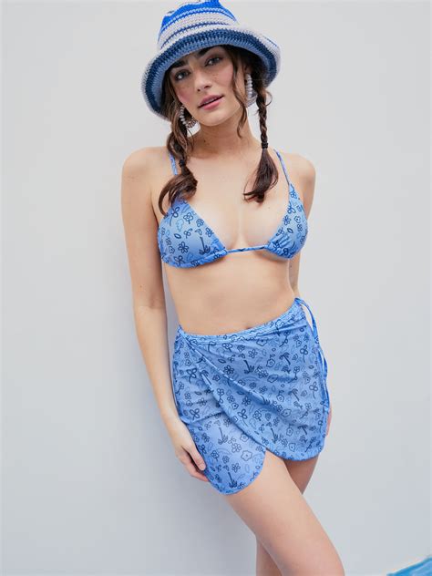 Bikini Triangle Floral Avec Jupe De Plage Cider