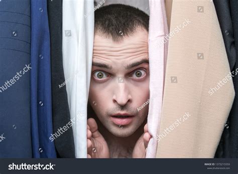 Naked Man Lover Hiding Closet Clothing Stock Photo 1373215559 Shutterstock