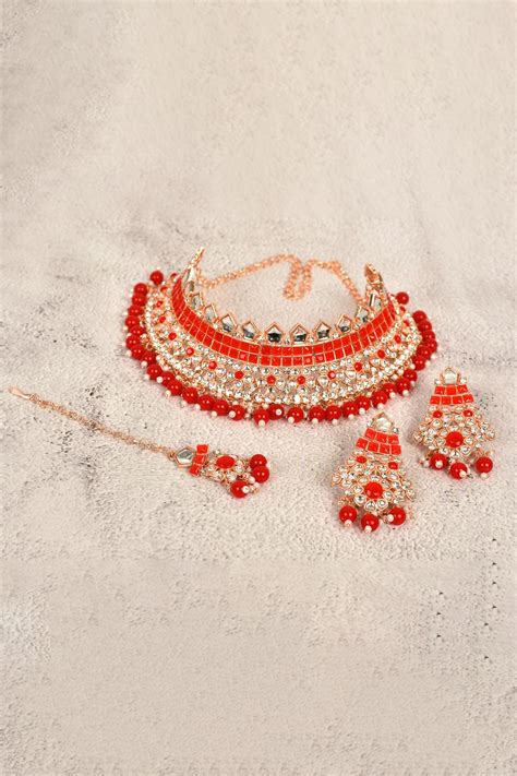 Buy Nayaab By Aleezeh Stone Studded Choker Jewellery Set Online Aza