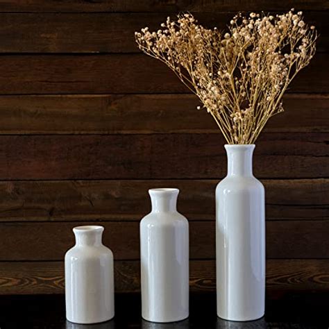 Farmhouse White Vases For Decor Set Of 3 Ceramic Vases For Home Decor