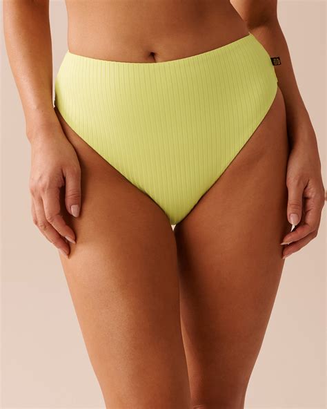 Bas de bikini taille haute texturé LIME Citron vert la Vie en Rose