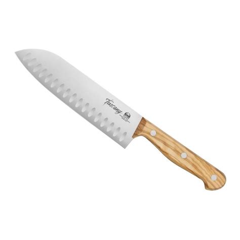 Couteau Santoku Due Cigni Tuscany 18cm alvéolé olivier 2C 760 18OL