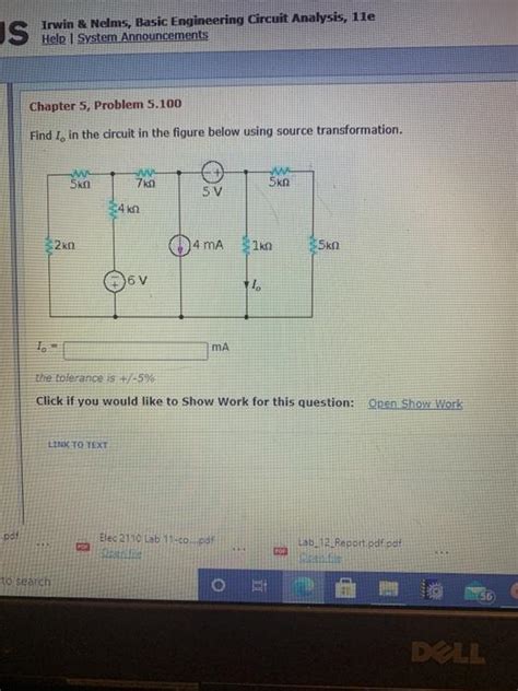 Solved JS Irwin Nelms Basic Engineering Circuit Analysis Chegg