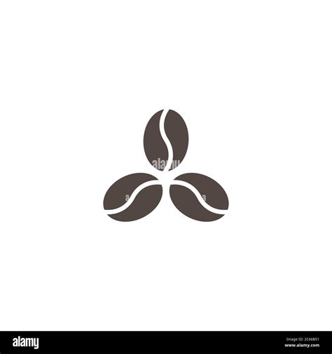 Three Coffee Beans Icon Caffeine Symbol Flat Vector Illustration