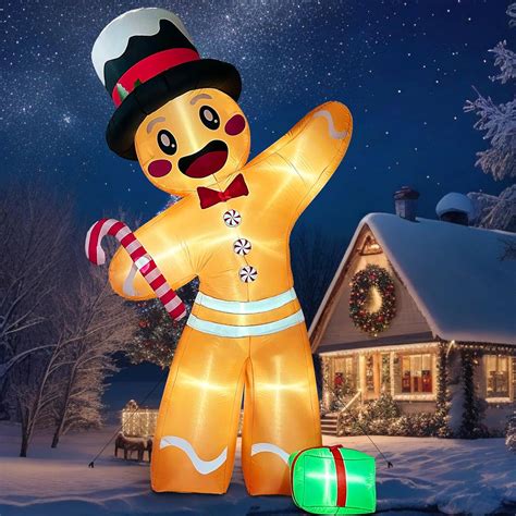 GUDELAK 12FT Christmas Inflatables Outdoor Decorations Gingerbread Man