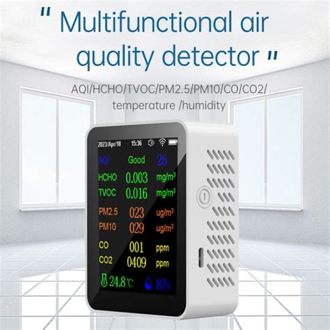 In Air Quality Detector Monitor White For Aqi Hcho Tvoc Pm