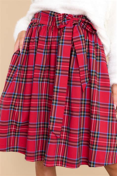 Charming Red Multi Plaid Skirt - Bottoms | Red Dress