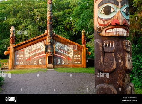 Clan House Totem Bight State Historical Park Ketchikan Alaska Stock