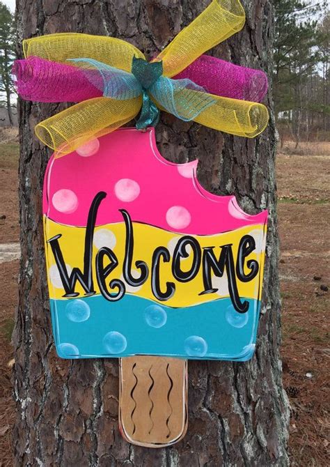 Summer Door Hanger Popsicle Door Hanger Personalized Decor Hanger