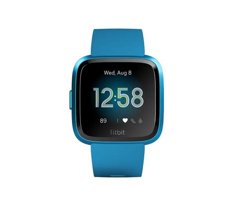 The Fitbit Smart Watch Is Shown In Blue