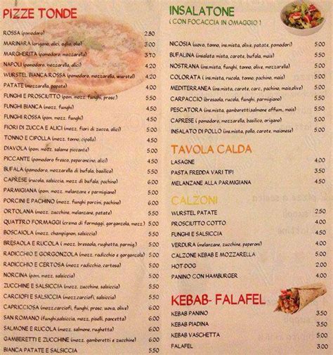 Menu Da Pizzeria San Romano Roma Via Di S Romano