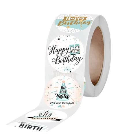 Stickerrol Happy Birthday Sluitstickers Ø 2 5 cm 500 Stuks