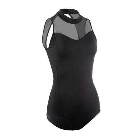 Maillot danza clásica negro cuello alto mujer Domyos Decathlon