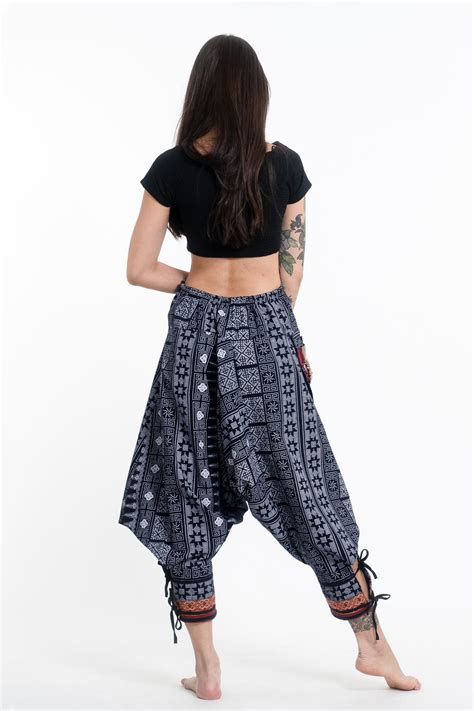 Traditional Prints Thai Hill Tribe Fabric Womens Harem Pants With Ank