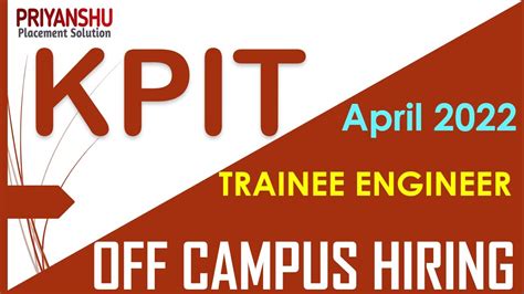 KPIT Off Campus Drive For Freshers 2022 Salary 6LPA KPIT Hiring For