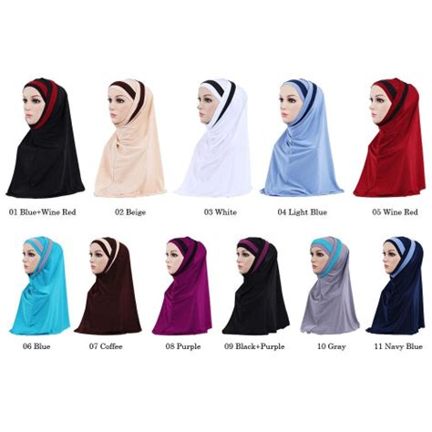 2 Pieces Muslim Women Headscarf Shawl Scarf Hijab Wrap Headwear Amira