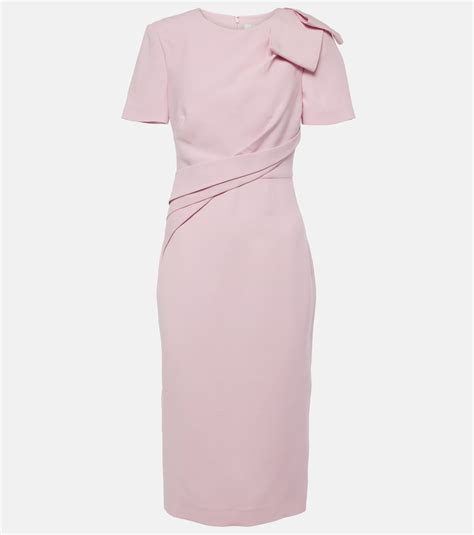 Bow Detail Wool And Silk Midi Dress In Pink Roland Mouret Mytheresa