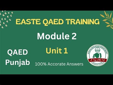 Module Unit Easte Qaed Training Qaed Punjab Qaed Module