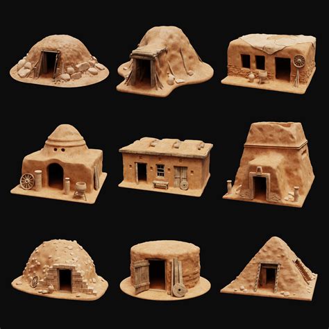 ArtStation - MUD CLAY DESERT EGYPTIAN ARAB HOUSE HUT SHELTER COLLECTION