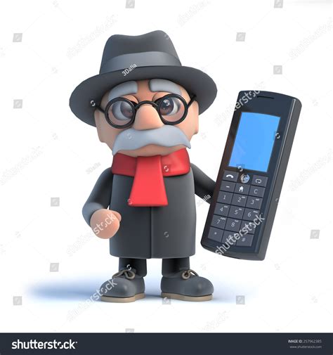 3d Render Old Man Holding Mobile Stock Illustration 257962385