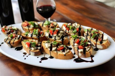 Premium Ai Image Platter With Goat Cheese Bruschetta And Balsamic Vinegar Glaze