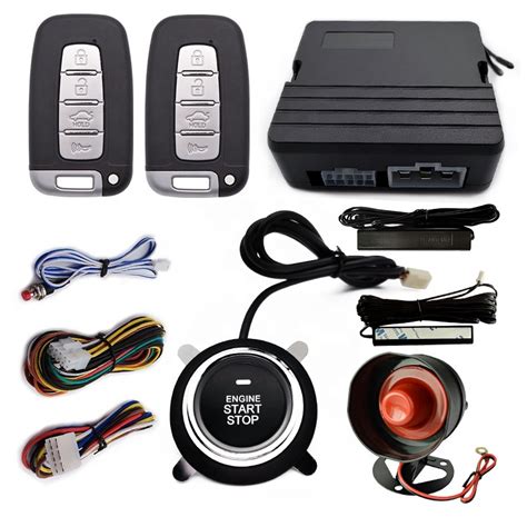 Smart Key Start Button Remote Start Car Alarms With Shock Sensor System