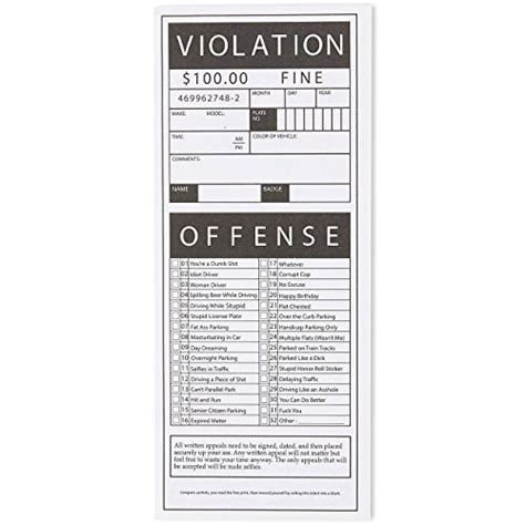 Blank Fake Parking Ticket Literacy Basics