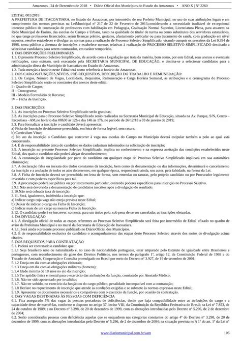 Pdf Di Rio Oficial Dos Munic Pios Do Estado Do Amazonas Ano X