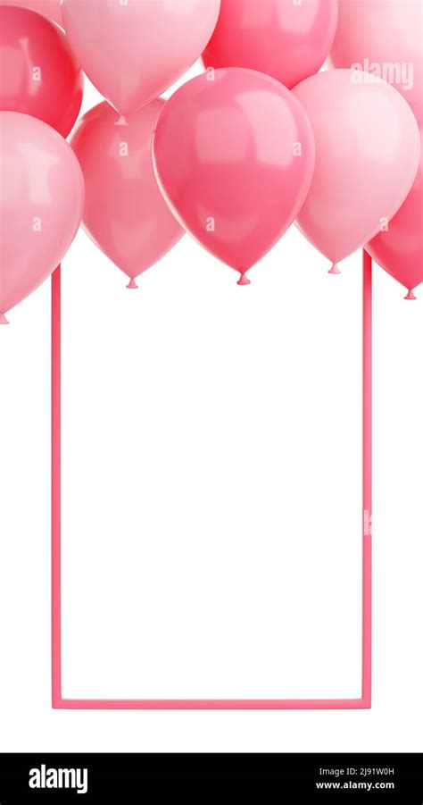 Congratulation Banner With Pink Balloons And Frame On White Background