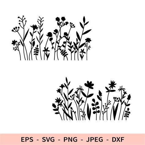 Wildflowers Svg Field Flowers File For Cricut Floral Silhouette Dxf For