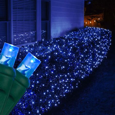 Blue Mm Led Christmas Net Lights On Green Wire Wintergreen