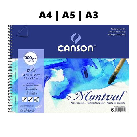 Bloco De Papel Aquarela Montval Canson 300g 12 Folhas A4 A5 A3 Shopee