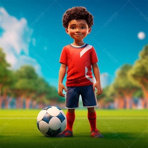 Soccer Player Boy Wearing Soccer Uniform With A 3d Ball 43 Download