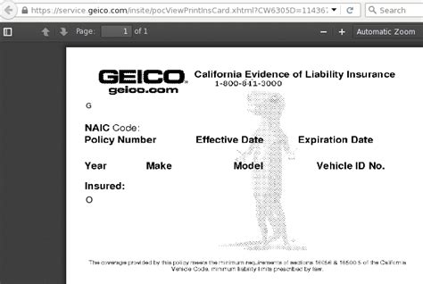 Printable Geico Insurance Card