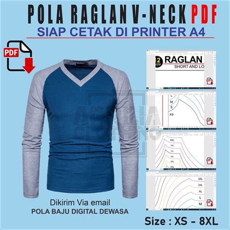 Jual POLA KAOS RAGLAN V-NECK PATRUN KAOS RAGLAN PDF | Shopee Indonesia