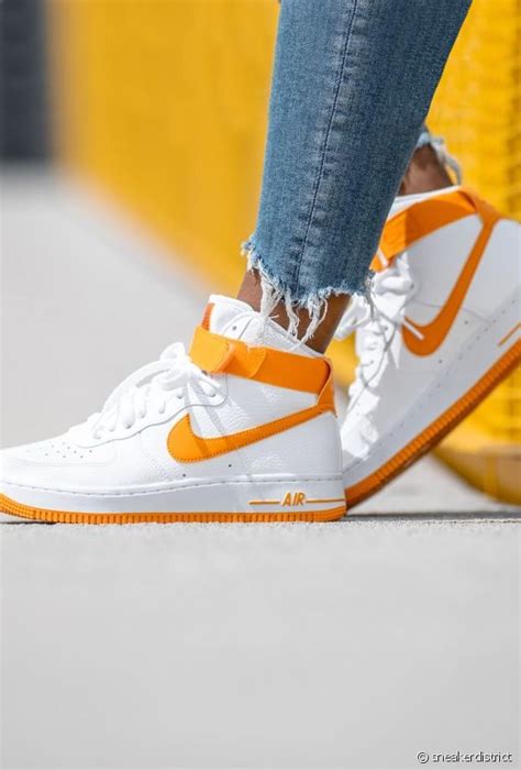 Nike Air Force High Paires De Baskets Montantes Canons Orange