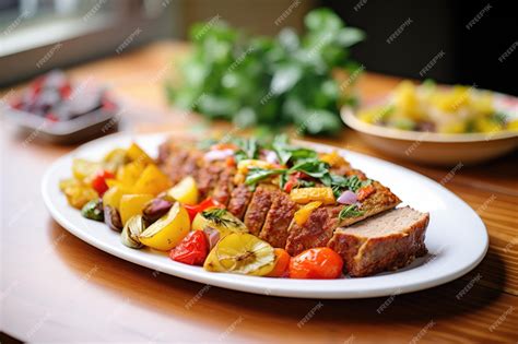Premium Photo Meatloaf On A Platter With Roasted Vegetables