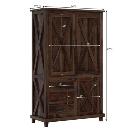 Antwerp Farmhouse Rustic Solid Wood Large Clothing Armoire Wardrobe