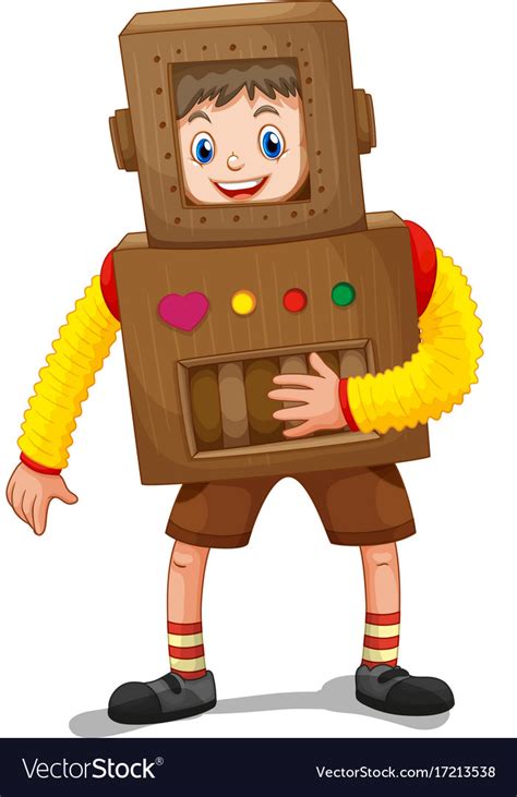 Little boy in robot costume Royalty Free Vector Image