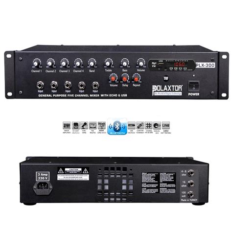 Polaxtor Plx 300te Power Mixer Anfi 5 Kanal 300 Watt Trafolu Bluetooth