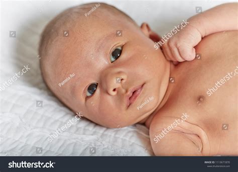 Стоковая фотография 1113671870 Naked Baby Boy Laying On His Shutterstock